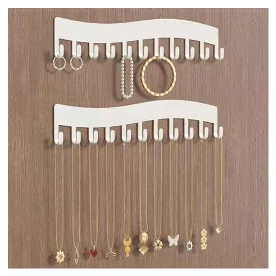 Josmimic Adhesive Wall Necklace Organizer — White