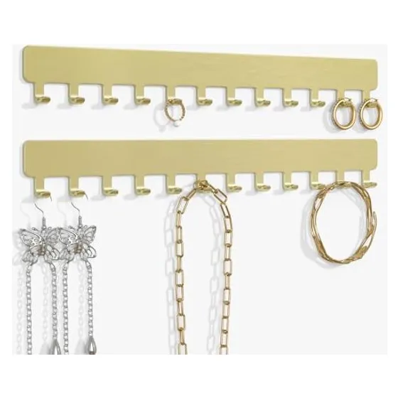 Josmimic Necklace Display Hanger, 12 hooks — Gold
