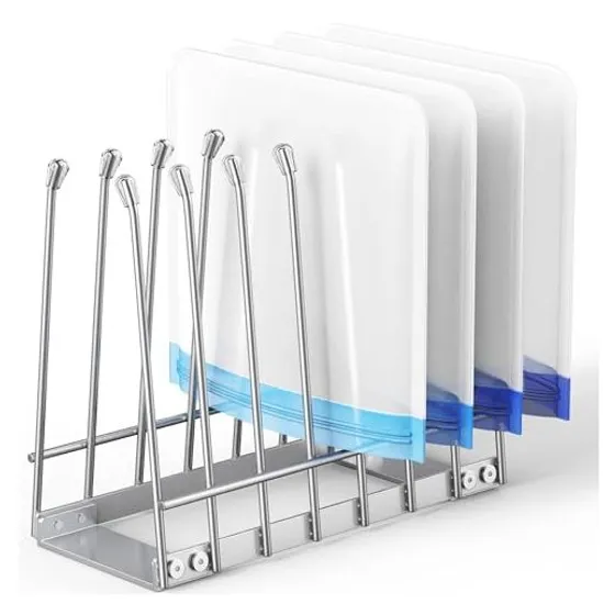Josmimic Metal Bag Drying Rack, 8 rungs — Silver