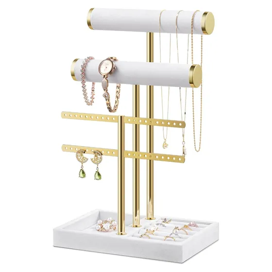 Josmimic Velvet T-Bar Bracelet Organizer — White