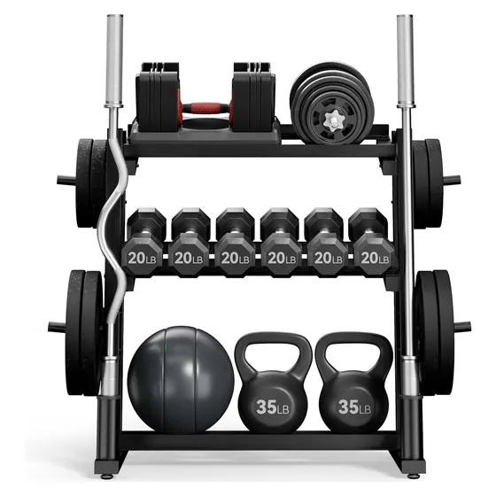 Josmimic 3-Tier Dumbbell & Plate Rack, 1200 lb