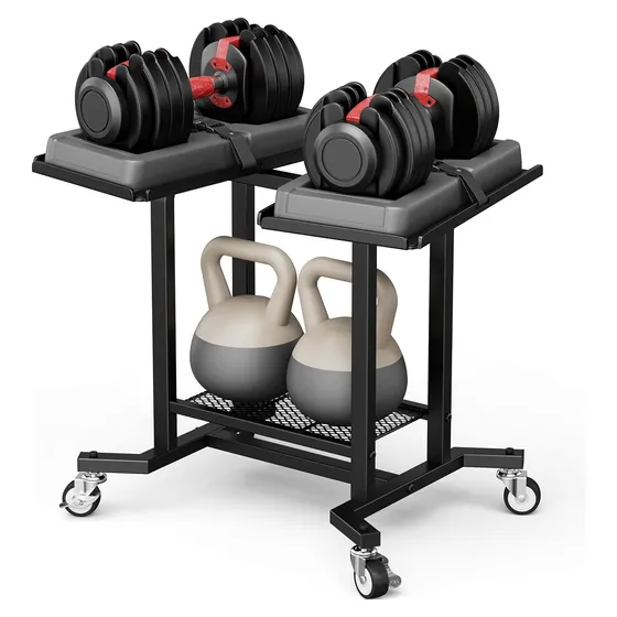 Josmimic Adjustable Dumbbell Rack on Wheels
