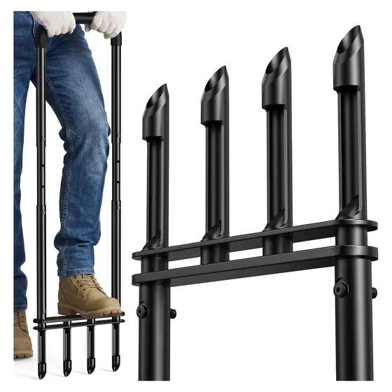Josmimic Hollow-Tine Lawn Aerator — Black